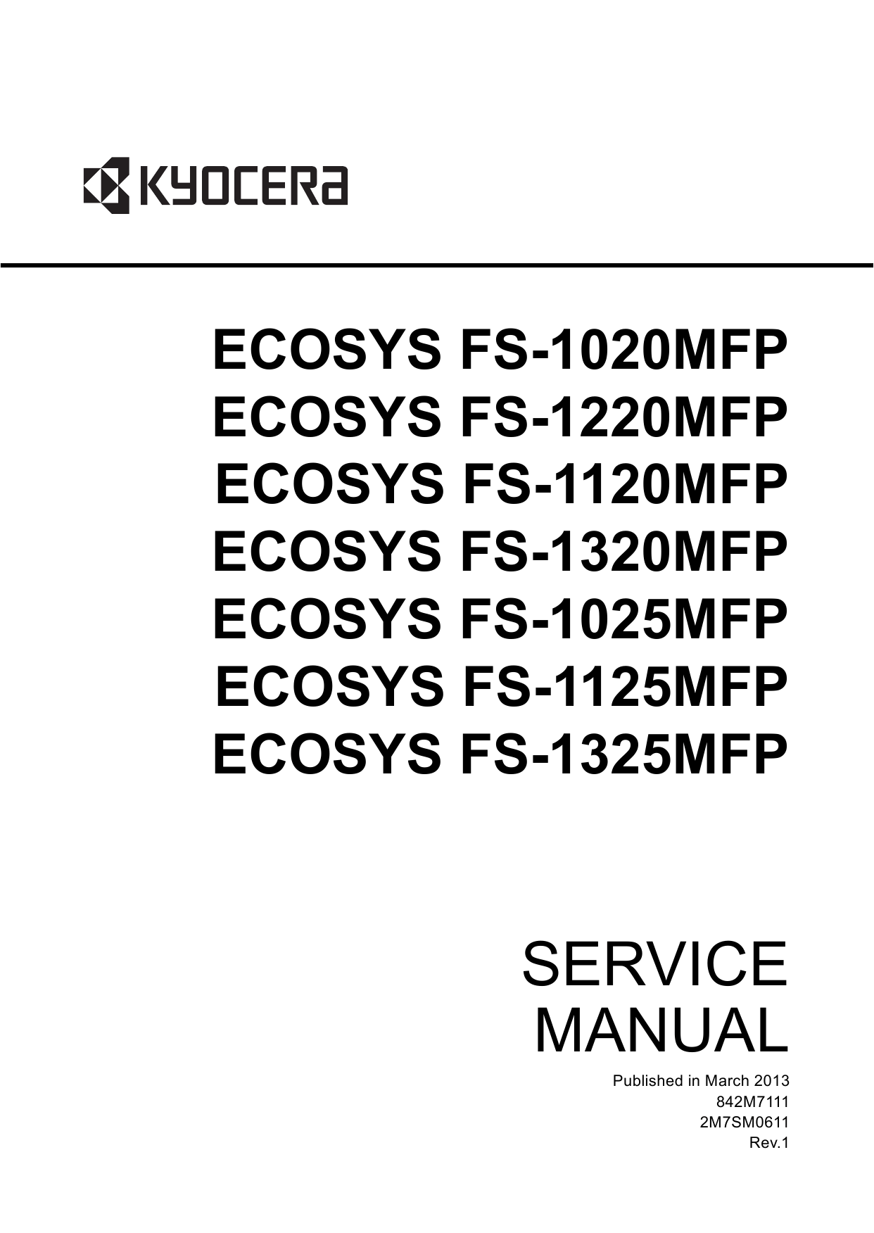 KYOCERA LaserPrinter FS-1020MFP 1025MFP 1120MFP 1125MFP 1220MFP 1320MFP 1325MFP Service Manual-1